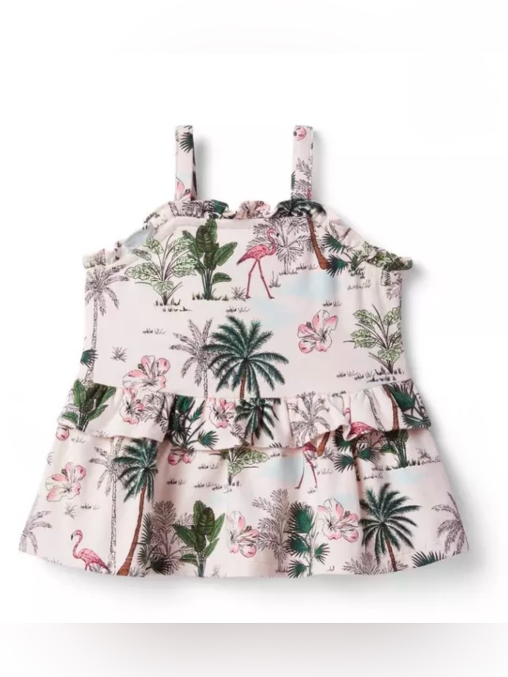 NWOT Janie and Jack Tropical Flamingo Ruffle Camisole Size: 2T | Vacay, Beach